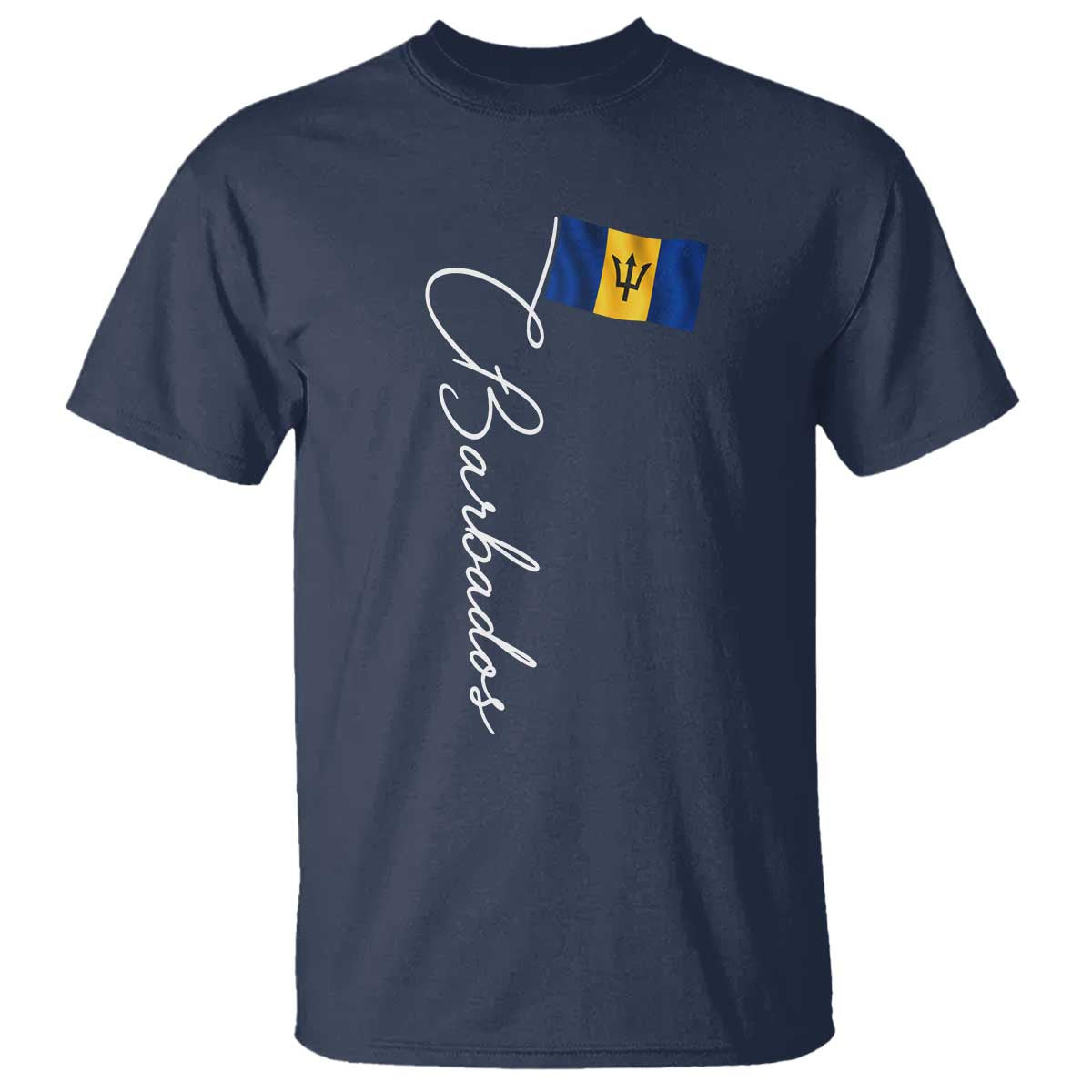 Barbados Flag T Shirt Elegant Barbados Pride Patriotic Island Heritage Gift TS10 Navy Print Your Wear