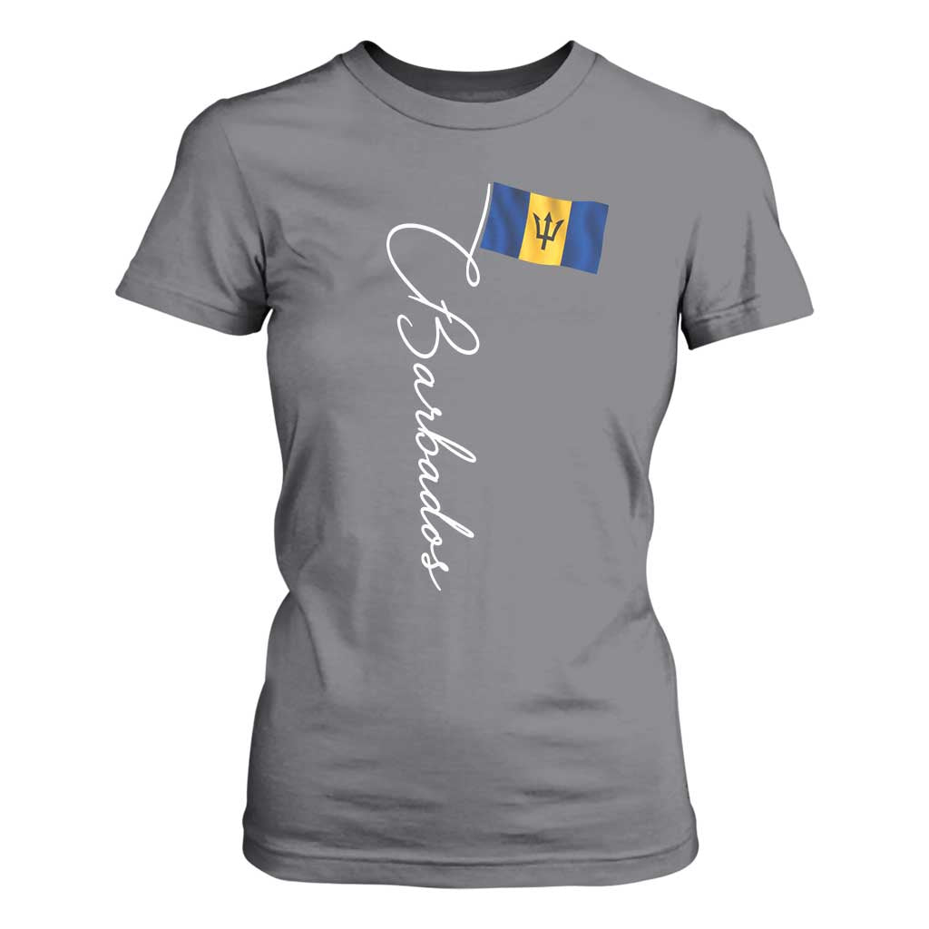 Barbados Flag T Shirt For Women Elegant Barbados Pride Patriotic Island Heritage Gift TS10 Charcoal Print Your Wear