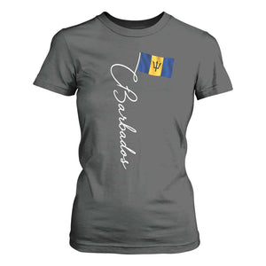 Barbados Flag T Shirt For Women Elegant Barbados Pride Patriotic Island Heritage Gift TS10 Dark Heather Print Your Wear