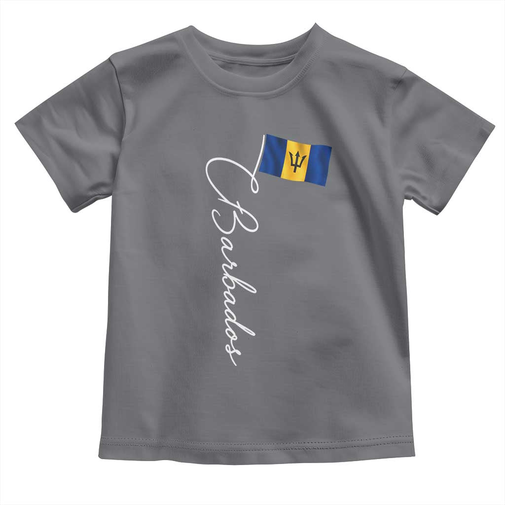 Barbados Flag Toddler T Shirt Elegant Barbados Pride Patriotic Island Heritage Gift TS10 Charcoal Print Your Wear