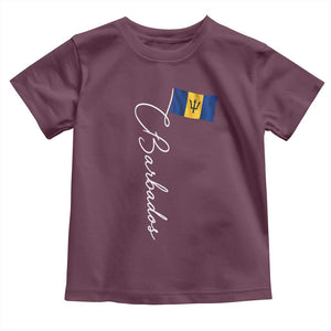 Barbados Flag Toddler T Shirt Elegant Barbados Pride Patriotic Island Heritage Gift TS10 Maroon Print Your Wear