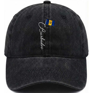 Barbados Flag Washed Cotton Baseball Cap Elegant Barbados Pride Patriotic Island Heritage Gift TS10 Print Your Wear