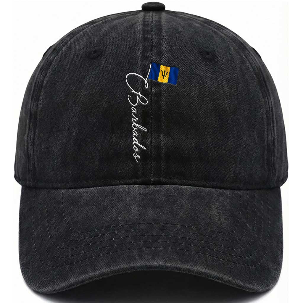 Barbados Flag Washed Cotton Baseball Cap Elegant Barbados Pride Patriotic Island Heritage Gift TS10 Print Your Wear