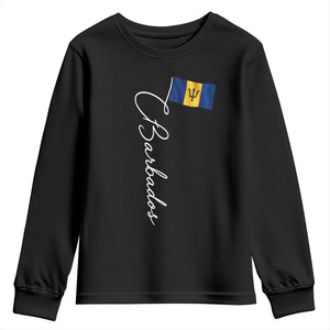 Barbados Flag Youth Sweatshirt Elegant Barbados Pride Patriotic Island Heritage Gift TS10 Black Print Your Wear