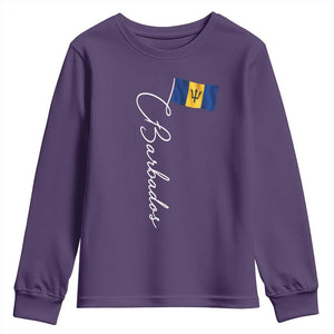 Barbados Flag Youth Sweatshirt Elegant Barbados Pride Patriotic Island Heritage Gift TS10 Purple Print Your Wear
