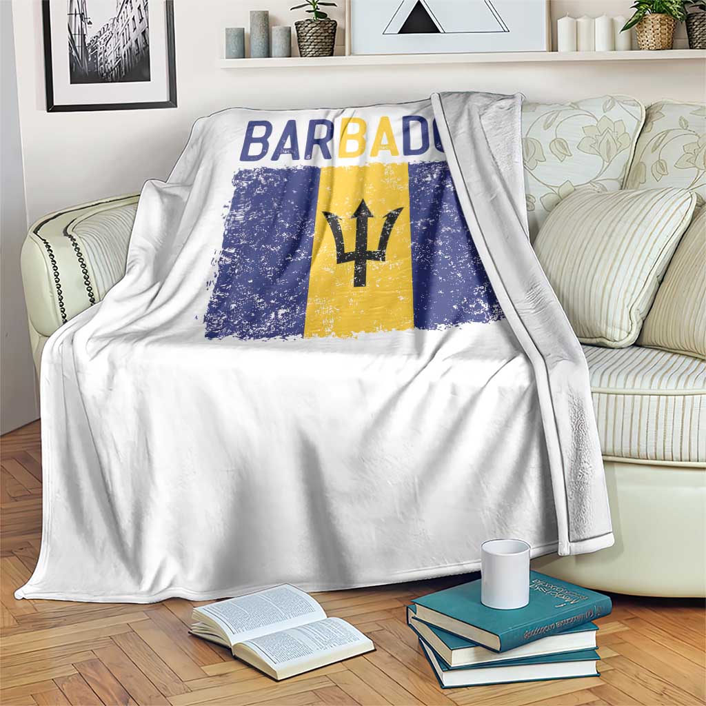 Vintage Distressed Barbados Flag Throw Blanket Bajan Caribbean Heritage Patriotic Pride Gift TS10 Print Your Wear