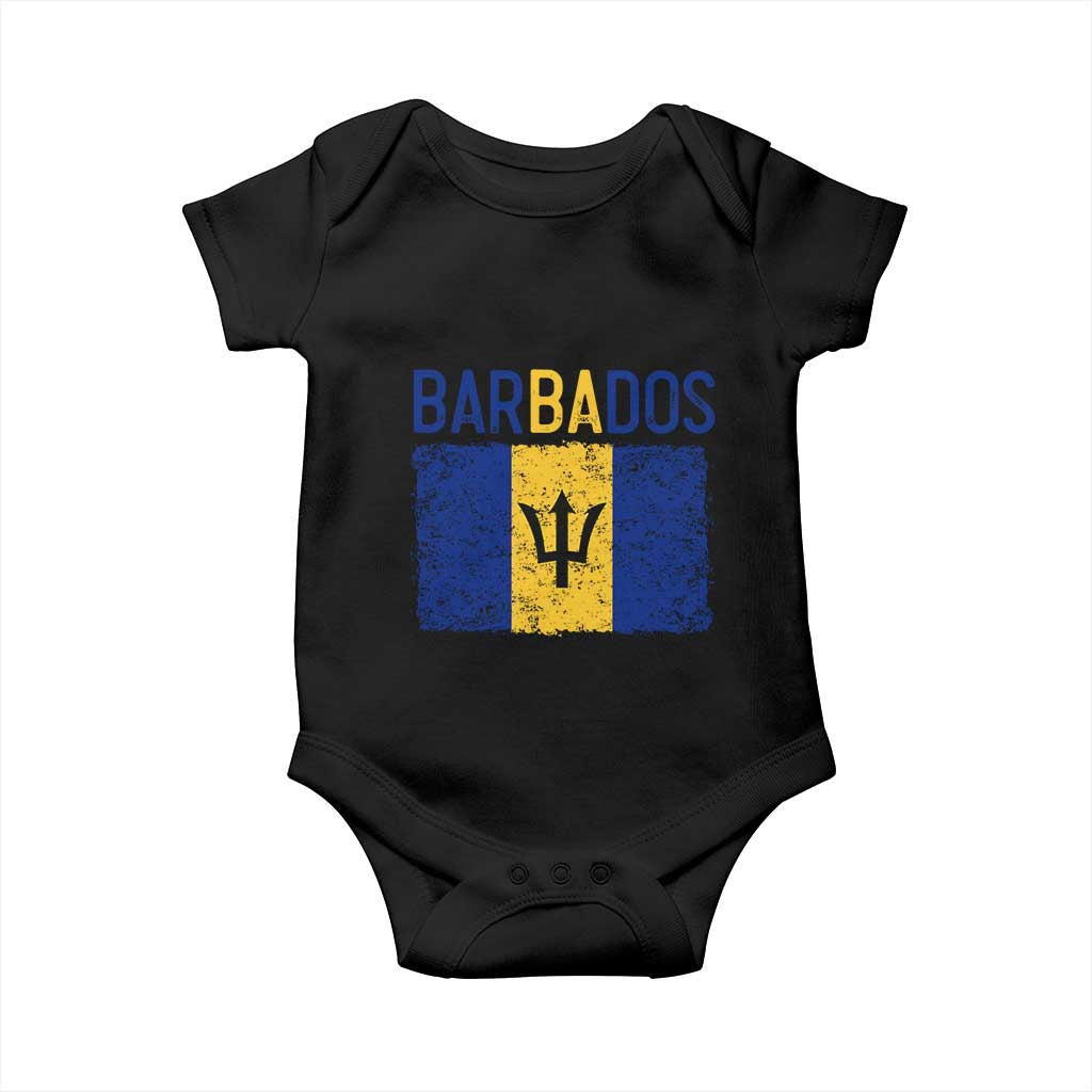 Vintage Distressed Barbados Flag Baby Onesie Bajan Caribbean Heritage Patriotic Pride Gift TS10 Black Print Your Wear