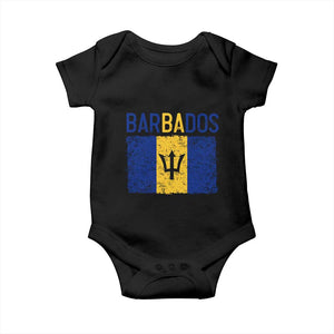 Vintage Distressed Barbados Flag Baby Onesie Bajan Caribbean Heritage Patriotic Pride Gift TS10 Black Print Your Wear