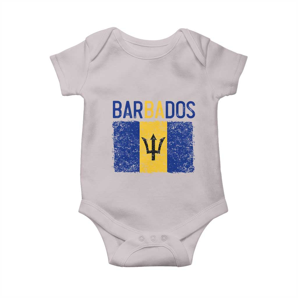 Vintage Distressed Barbados Flag Baby Onesie Bajan Caribbean Heritage Patriotic Pride Gift TS10 Ice Gray Print Your Wear