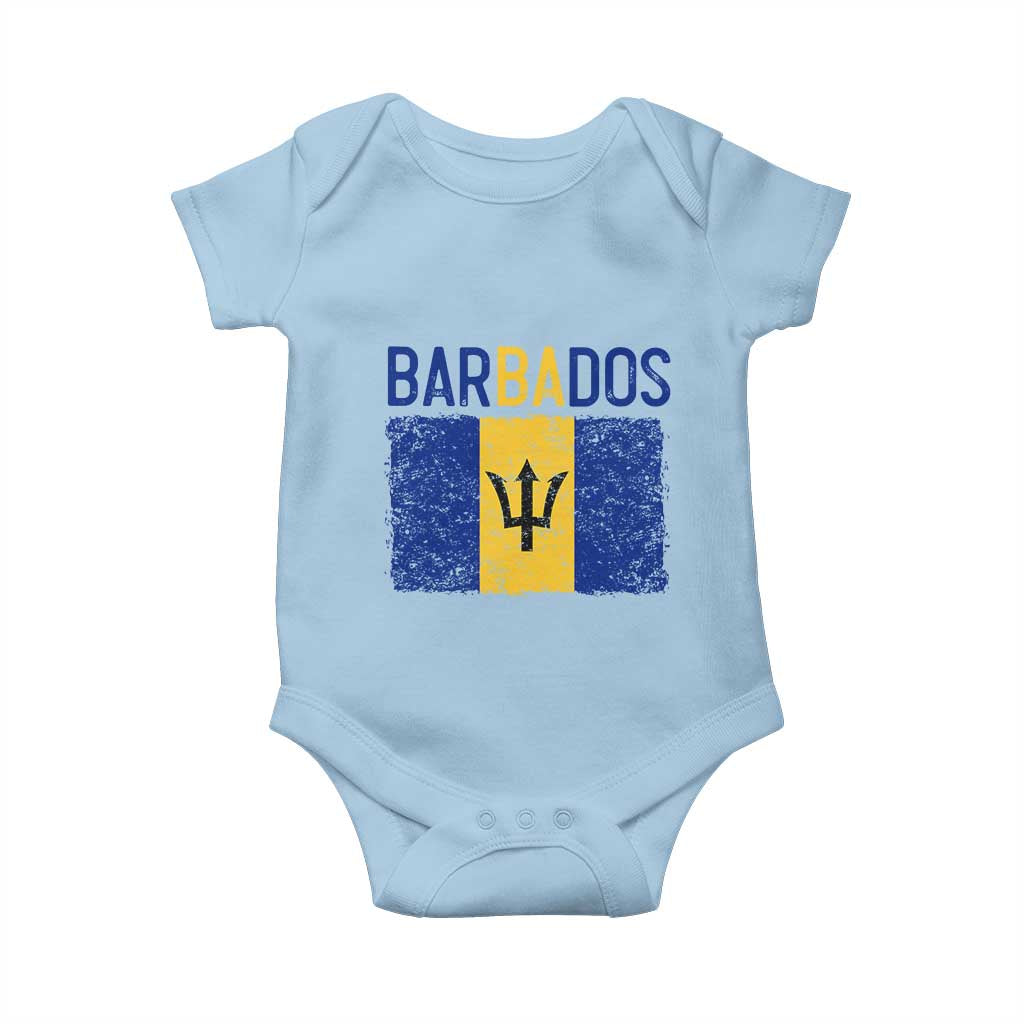 Vintage Distressed Barbados Flag Baby Onesie Bajan Caribbean Heritage Patriotic Pride Gift TS10 Light Blue Print Your Wear
