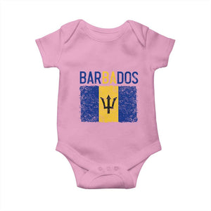 Vintage Distressed Barbados Flag Baby Onesie Bajan Caribbean Heritage Patriotic Pride Gift TS10 Light Pink Print Your Wear