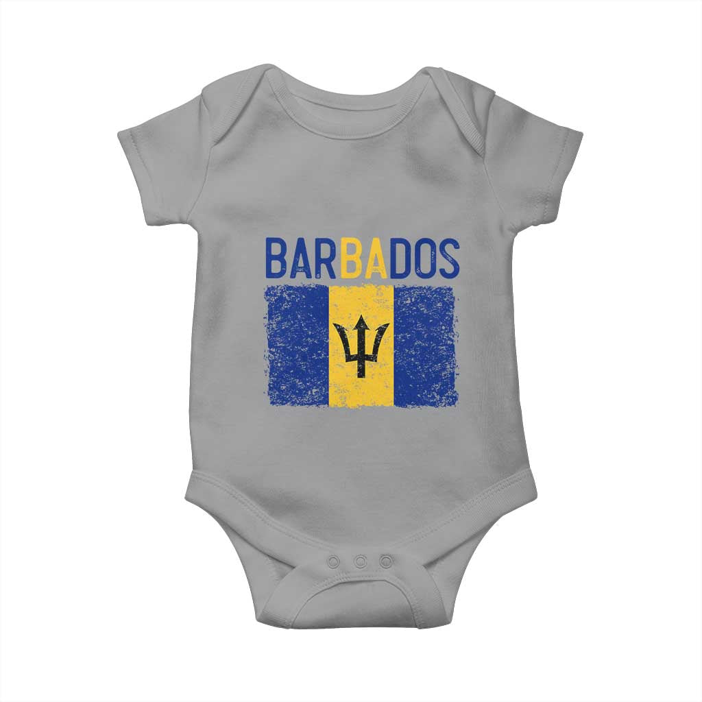 Vintage Distressed Barbados Flag Baby Onesie Bajan Caribbean Heritage Patriotic Pride Gift TS10 Sport Gray Print Your Wear