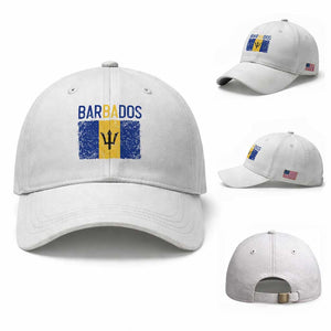 Vintage Distressed Barbados Flag Baseball Cap Bajan Caribbean Heritage Patriotic Pride Gift TS10 Baseball Cap Universal Fit White Print Your Wear