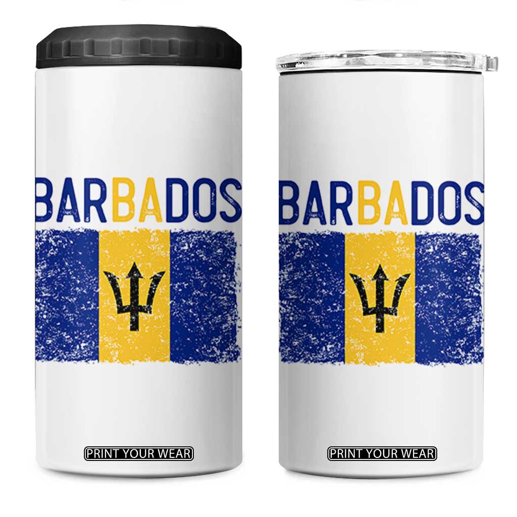 Vintage Distressed Barbados Flag 4 in 1 Can Cooler Tumbler Bajan Caribbean Heritage Patriotic Pride Gift TS10 One Size: 16 oz White Print Your Wear