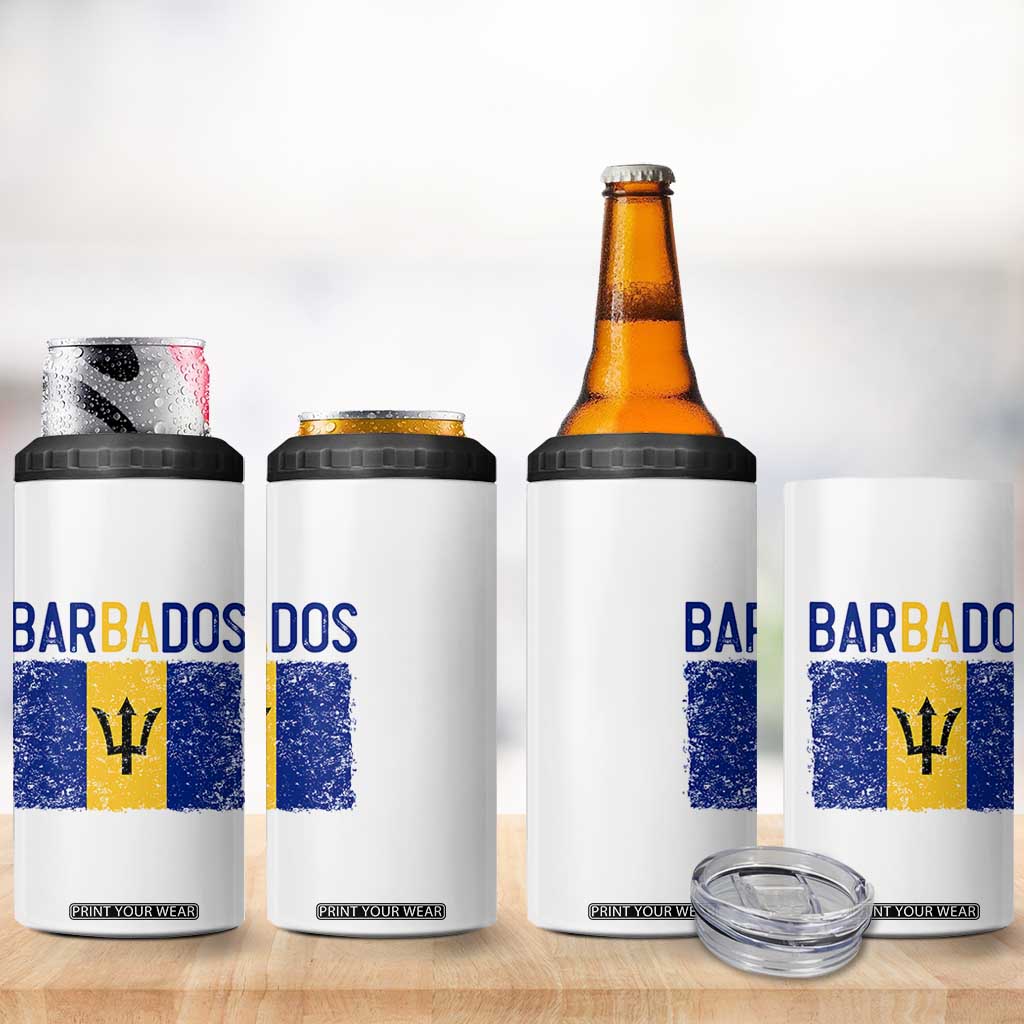 Vintage Distressed Barbados Flag 4 in 1 Can Cooler Tumbler Bajan Caribbean Heritage Patriotic Pride Gift TS10 Print Your Wear