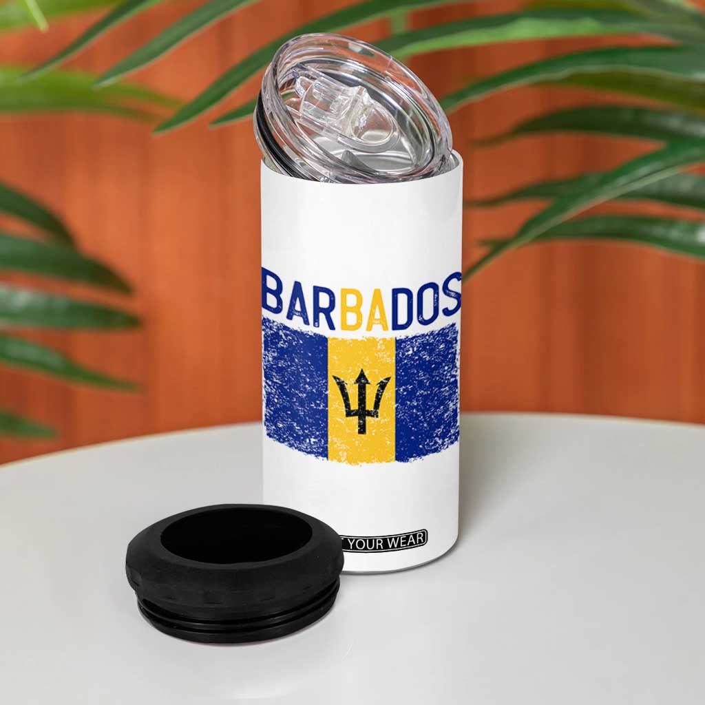 Vintage Distressed Barbados Flag 4 in 1 Can Cooler Tumbler Bajan Caribbean Heritage Patriotic Pride Gift TS10 Print Your Wear
