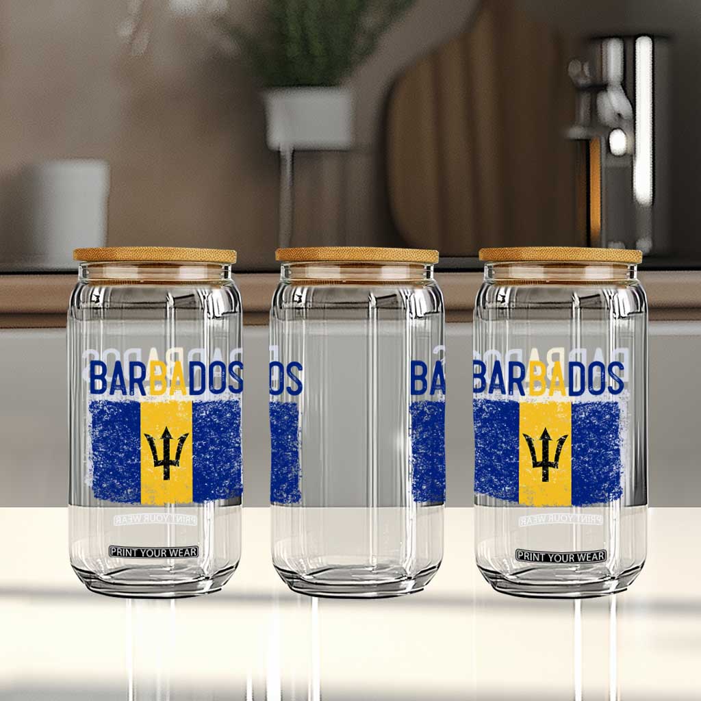Vintage Distressed Barbados Flag Glass Can Bajan Caribbean Heritage Patriotic Pride Gift TS10 Print Your Wear