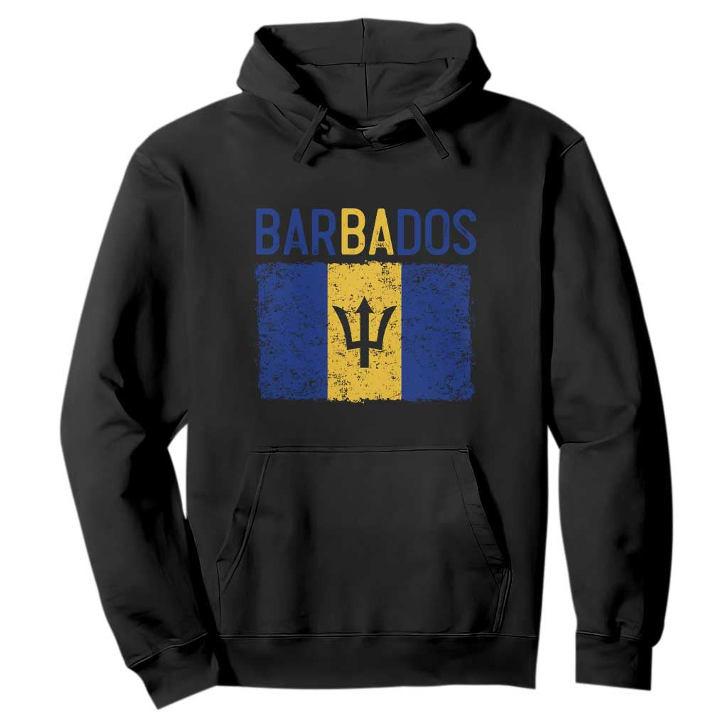 Vintage Distressed Barbados Flag Hoodie Bajan Caribbean Heritage Patriotic Pride Gift TS10 S Black Print Your Wear