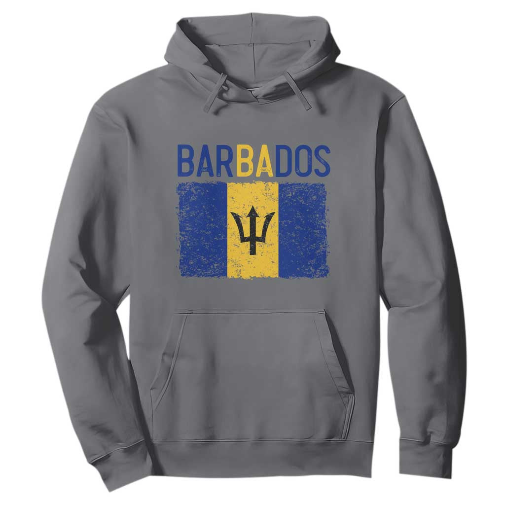 Vintage Distressed Barbados Flag Hoodie Bajan Caribbean Heritage Patriotic Pride Gift TS10 Charcoal Print Your Wear