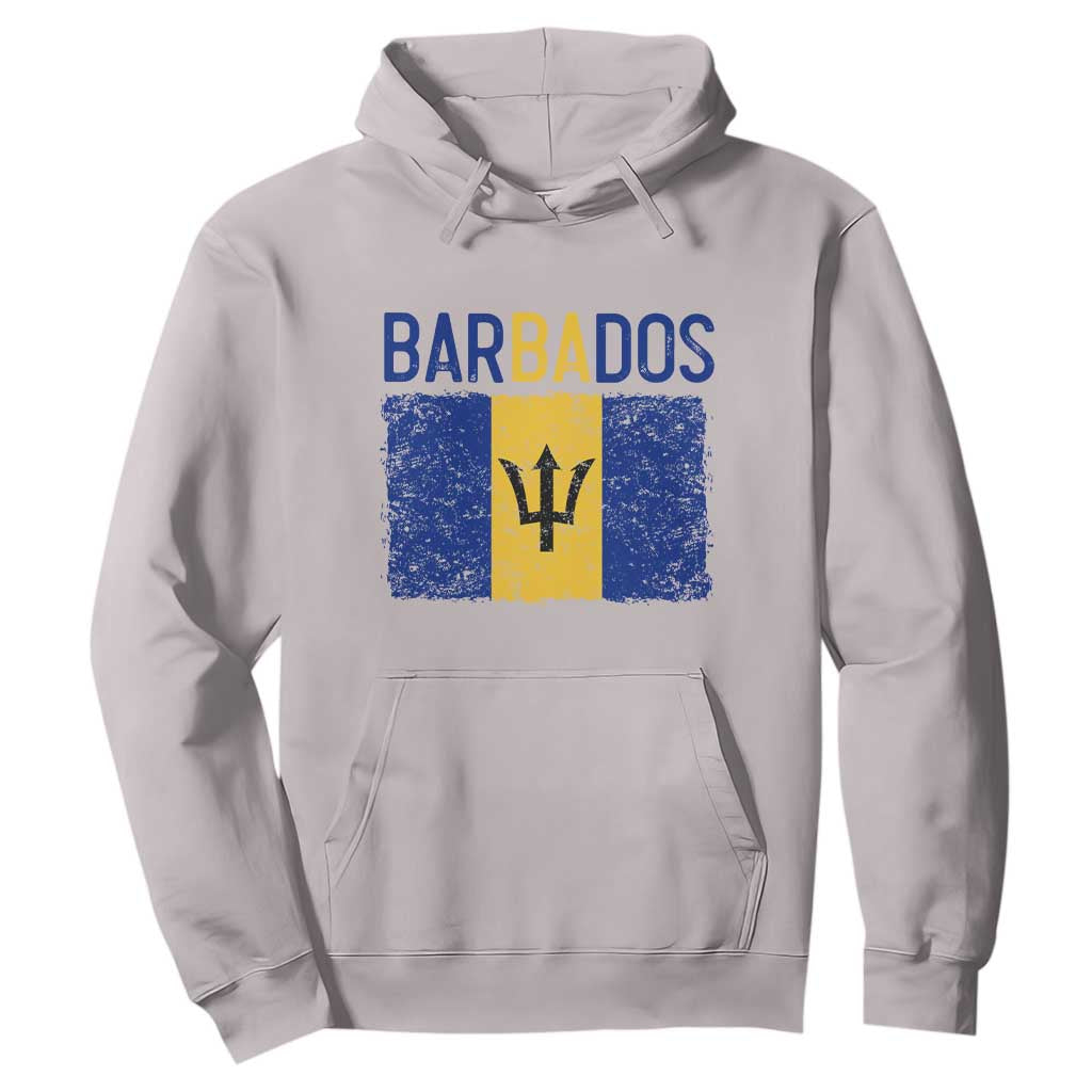 Vintage Distressed Barbados Flag Hoodie Bajan Caribbean Heritage Patriotic Pride Gift TS10 Ice Gray Print Your Wear