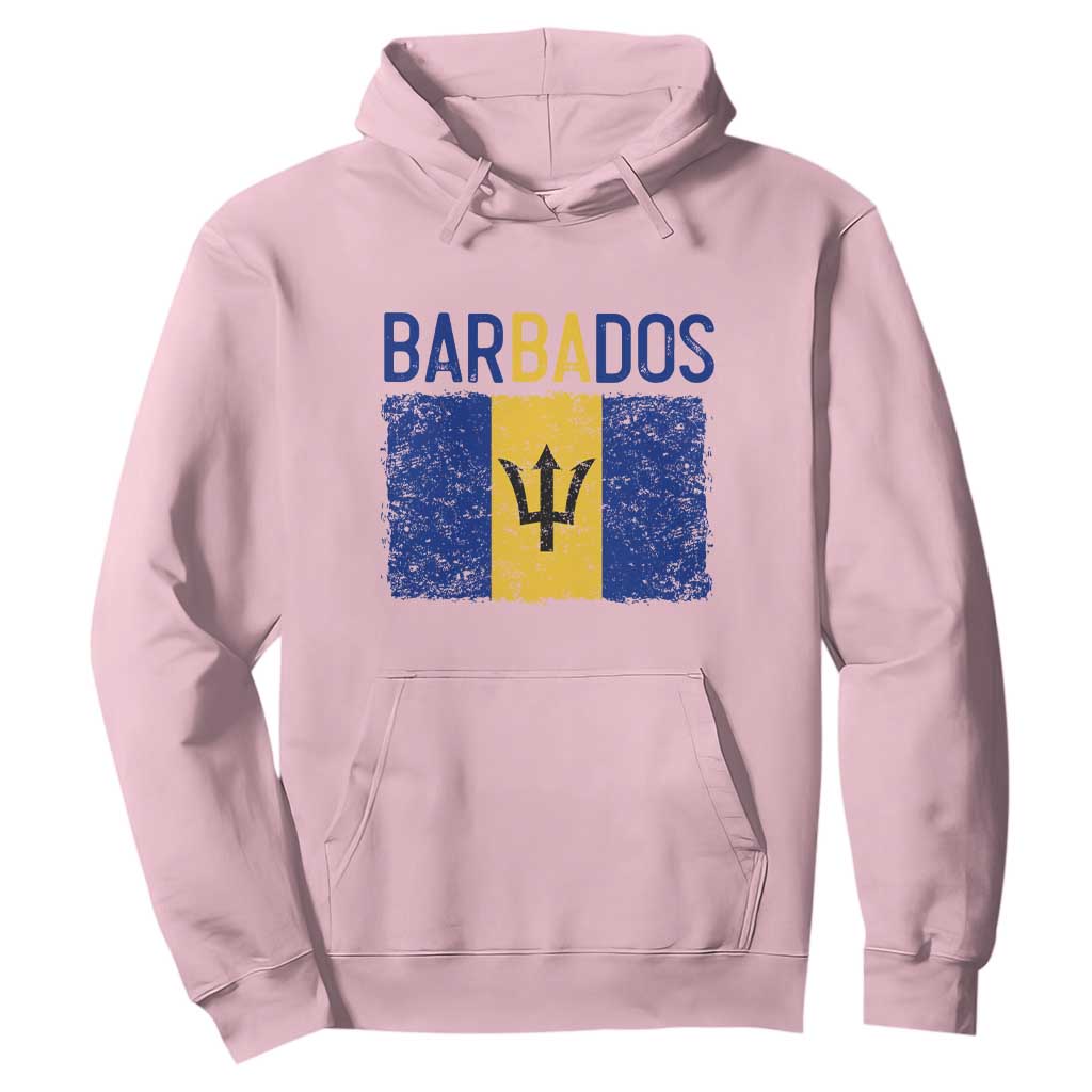 Vintage Distressed Barbados Flag Hoodie Bajan Caribbean Heritage Patriotic Pride Gift TS10 Light Pink Print Your Wear