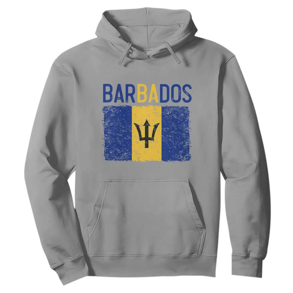 Vintage Distressed Barbados Flag Hoodie Bajan Caribbean Heritage Patriotic Pride Gift TS10 Sport Gray Print Your Wear