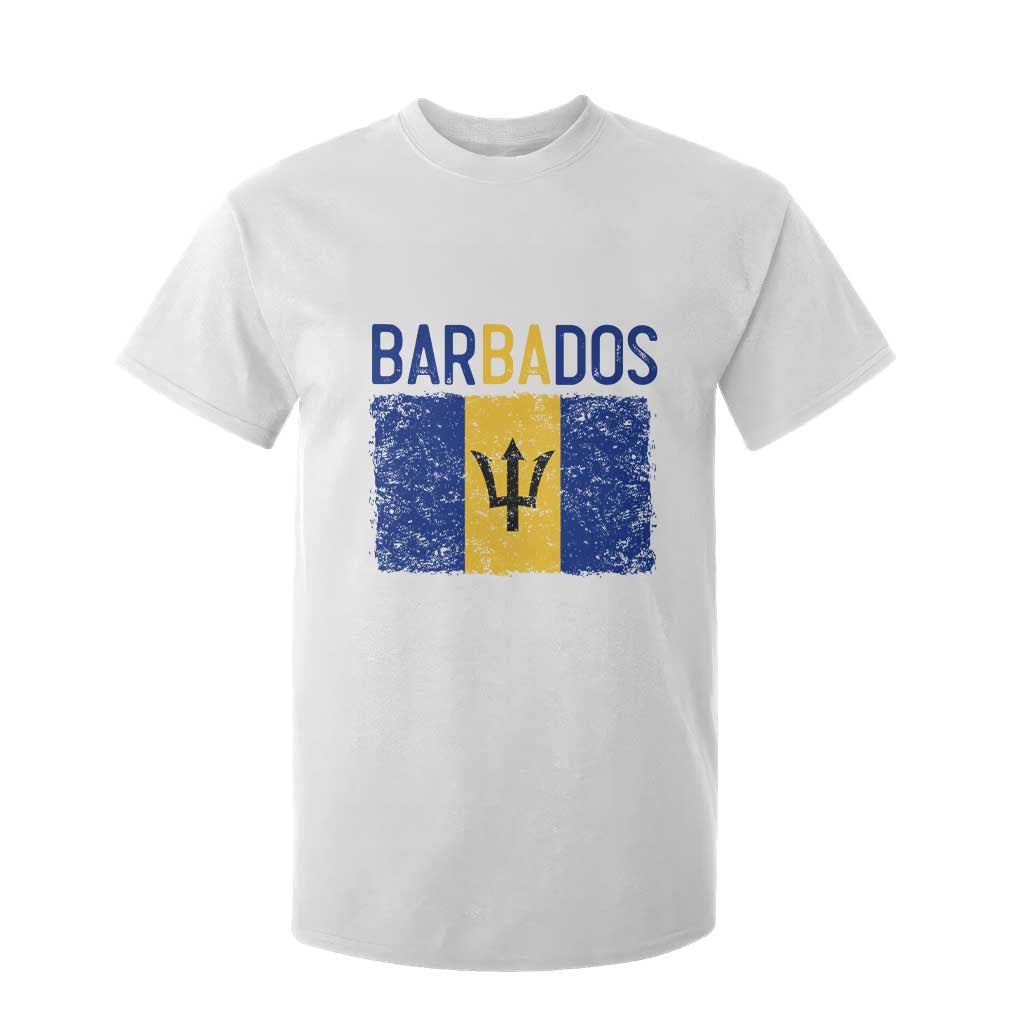 Vintage Distressed Barbados Flag T Shirt For Kid Bajan Caribbean Heritage Patriotic Pride Gift TS10 White Print Your Wear