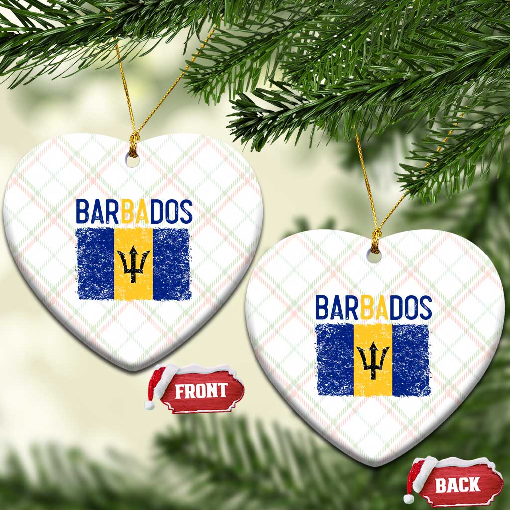 Vintage Distressed Barbados Flag Ceramic Ornament Bajan Caribbean Heritage Patriotic Pride Gift TS10 Print Your Wear