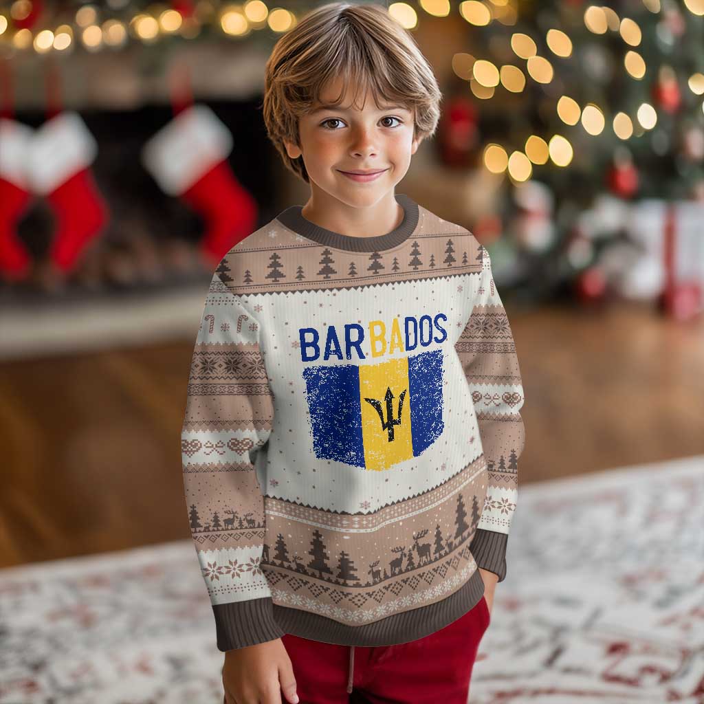 Vintage Distressed Barbados Flag Ugly Christmas Sweater Bajan Caribbean Heritage Patriotic Pride Gift TS10 Print Your Wear