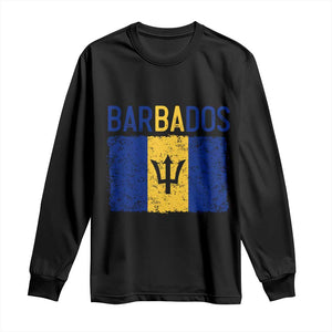 Vintage Distressed Barbados Flag Long Sleeve Shirt Bajan Caribbean Heritage Patriotic Pride Gift TS10 S Black Print Your Wear