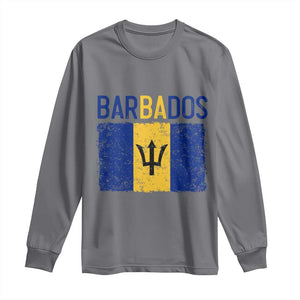Vintage Distressed Barbados Flag Long Sleeve Shirt Bajan Caribbean Heritage Patriotic Pride Gift TS10 Charcoal Print Your Wear