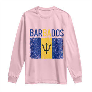 Vintage Distressed Barbados Flag Long Sleeve Shirt Bajan Caribbean Heritage Patriotic Pride Gift TS10 Light Pink Print Your Wear