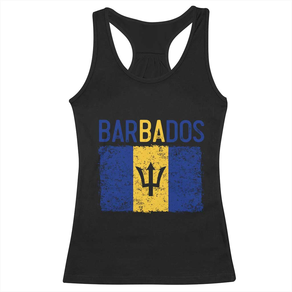 Vintage Distressed Barbados Flag Racerback Tank Top Bajan Caribbean Heritage Patriotic Pride Gift TS10 Black Print Your Wear