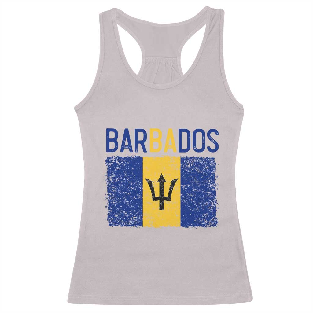Vintage Distressed Barbados Flag Racerback Tank Top Bajan Caribbean Heritage Patriotic Pride Gift TS10 Ice Gray Print Your Wear