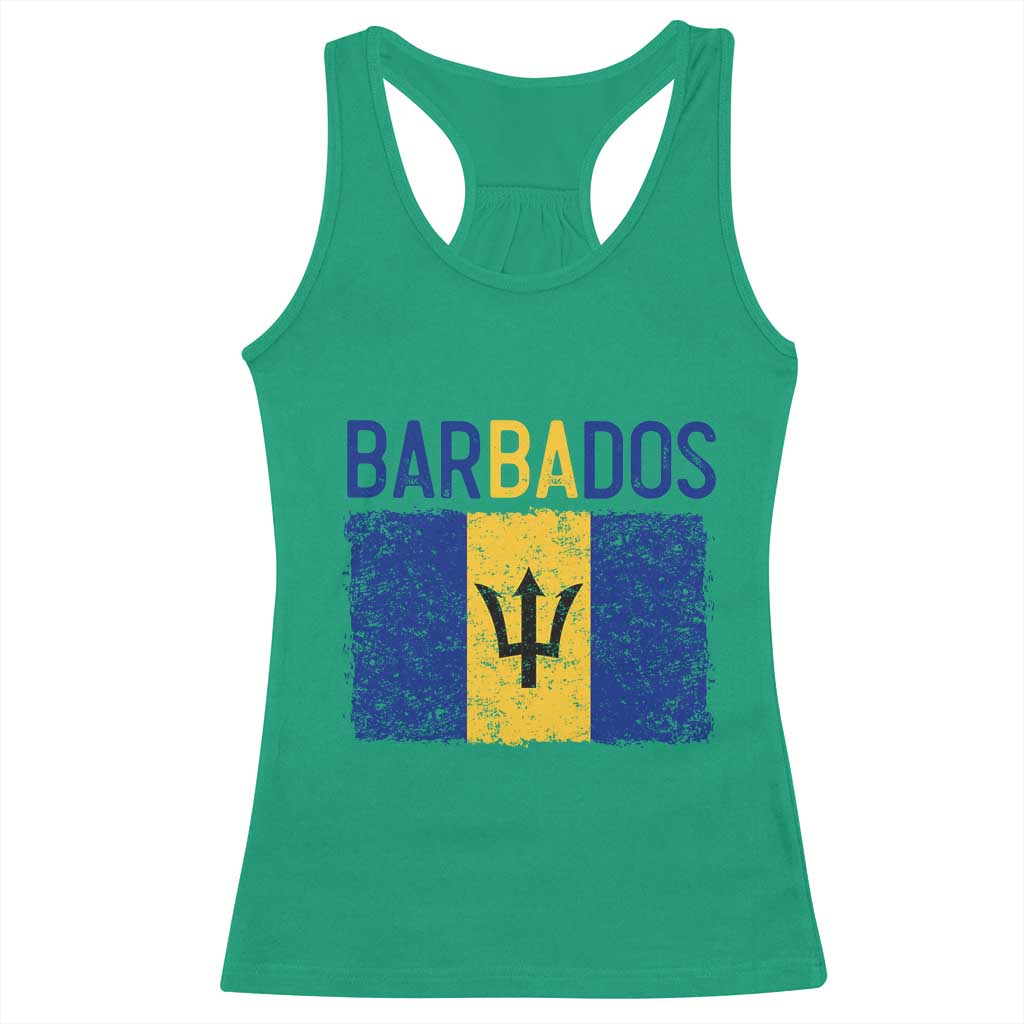 Vintage Distressed Barbados Flag Racerback Tank Top Bajan Caribbean Heritage Patriotic Pride Gift TS10 Irish Green Print Your Wear