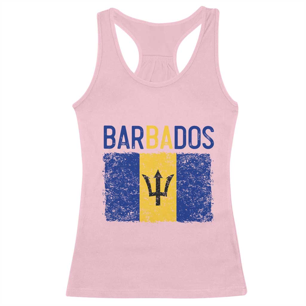 Vintage Distressed Barbados Flag Racerback Tank Top Bajan Caribbean Heritage Patriotic Pride Gift TS10 Light Pink Print Your Wear
