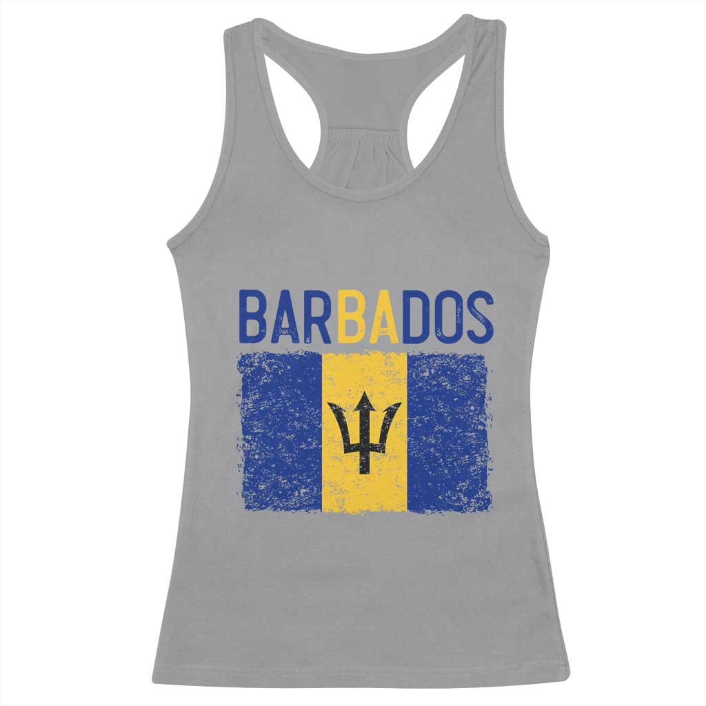 Vintage Distressed Barbados Flag Racerback Tank Top Bajan Caribbean Heritage Patriotic Pride Gift TS10 Sport Gray Print Your Wear