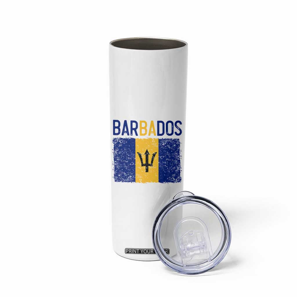 Vintage Distressed Barbados Flag Skinny Tumbler Bajan Caribbean Heritage Patriotic Pride Gift TS10 Print Your Wear