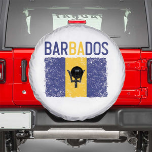 Vintage Distressed Barbados Flag Spare Tire Cover Bajan Caribbean Heritage Patriotic Pride Gift TS10 White Print Your Wear