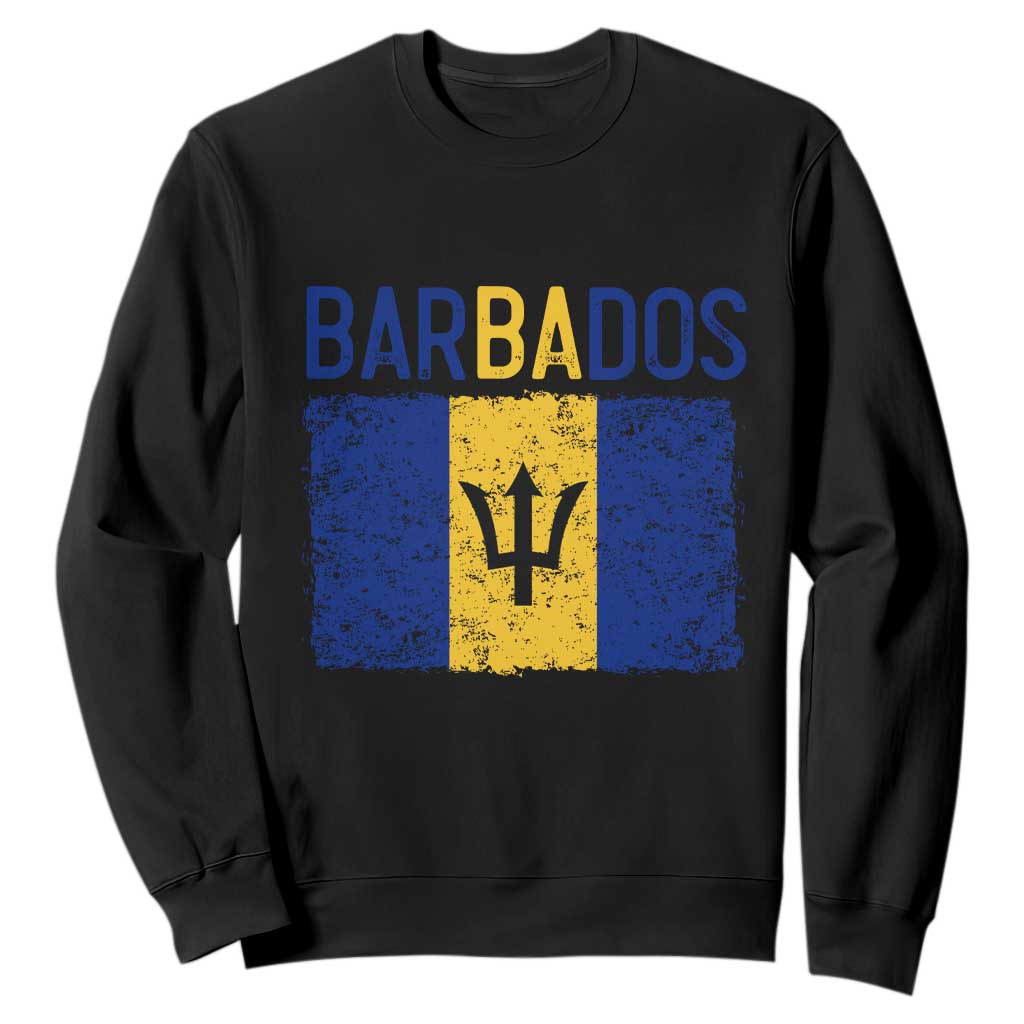 Vintage Distressed Barbados Flag Sweatshirt Bajan Caribbean Heritage Patriotic Pride Gift TS10 S Black Print Your Wear