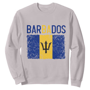 Vintage Distressed Barbados Flag Sweatshirt Bajan Caribbean Heritage Patriotic Pride Gift TS10 Ice Gray Print Your Wear
