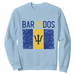 Vintage Distressed Barbados Flag Sweatshirt Bajan Caribbean Heritage Patriotic Pride Gift TS10 Light Blue Print Your Wear