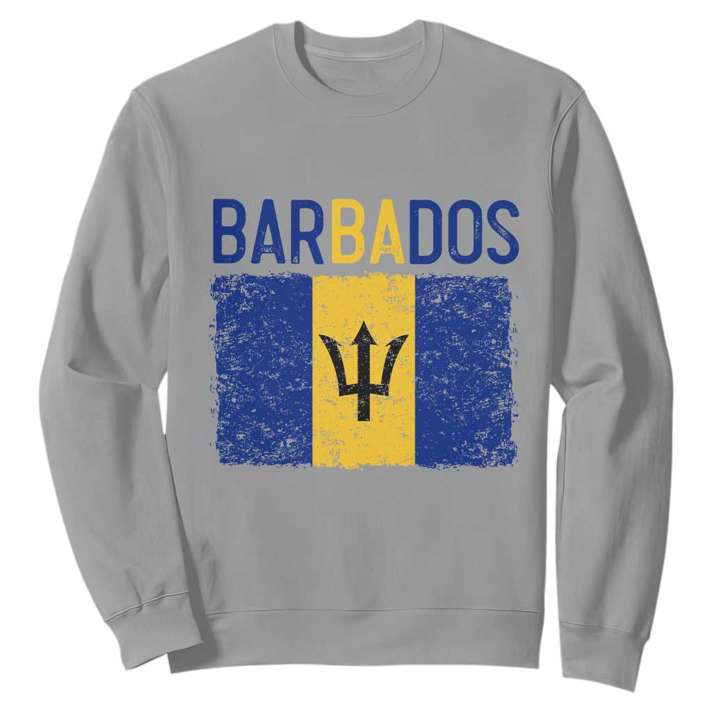 Vintage Distressed Barbados Flag Sweatshirt Bajan Caribbean Heritage Patriotic Pride Gift TS10 Sport Gray Print Your Wear