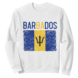 Vintage Distressed Barbados Flag Sweatshirt Bajan Caribbean Heritage Patriotic Pride Gift TS10 White Print Your Wear