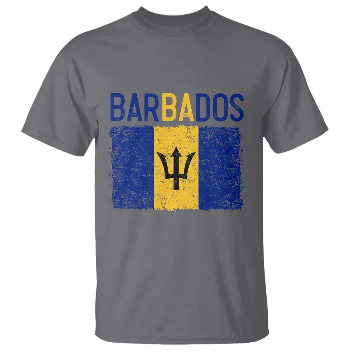 Vintage Distressed Barbados Flag T Shirt Bajan Caribbean Heritage Patriotic Pride Gift TS10 Charcoal Print Your Wear