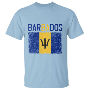 Vintage Distressed Barbados Flag T Shirt Bajan Caribbean Heritage Patriotic Pride Gift TS10 Light Blue Print Your Wear