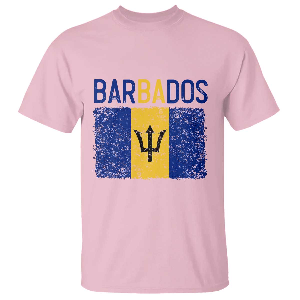 Vintage Distressed Barbados Flag T Shirt Bajan Caribbean Heritage Patriotic Pride Gift TS10 Light Pink Print Your Wear