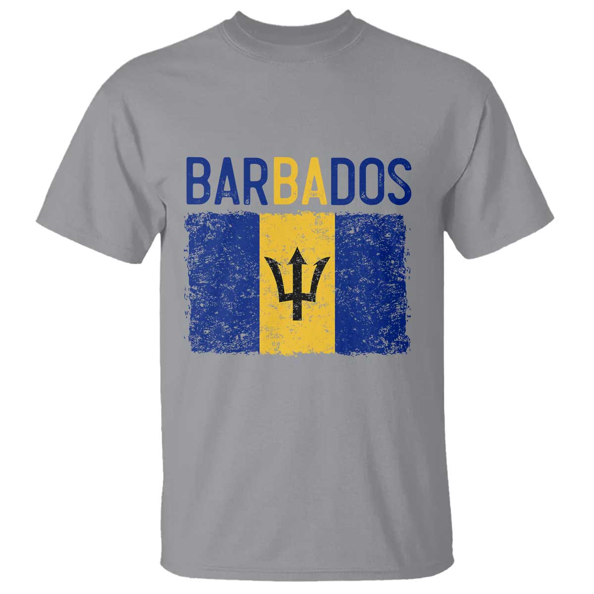 Vintage Distressed Barbados Flag T Shirt Bajan Caribbean Heritage Patriotic Pride Gift TS10 Sport Gray Print Your Wear