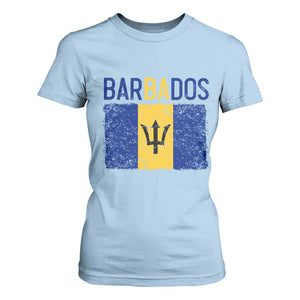 Vintage Distressed Barbados Flag T Shirt For Women Bajan Caribbean Heritage Patriotic Pride Gift TS10 Light Blue Print Your Wear