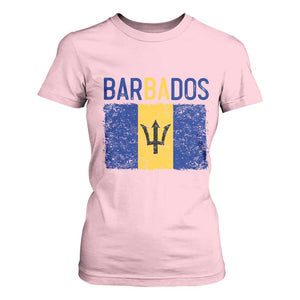 Vintage Distressed Barbados Flag T Shirt For Women Bajan Caribbean Heritage Patriotic Pride Gift TS10 Light Pink Print Your Wear